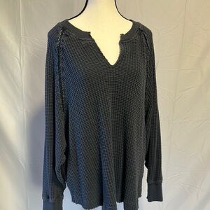 American Eagle Outfitters Blue Ribbed Blouse